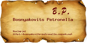 Bosnyakovits Petronella névjegykártya